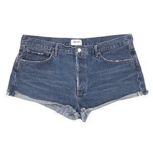 Agolde Women's Parker Distressed Cutoff Denim Shorts Size 34 Blue 2" Inseam